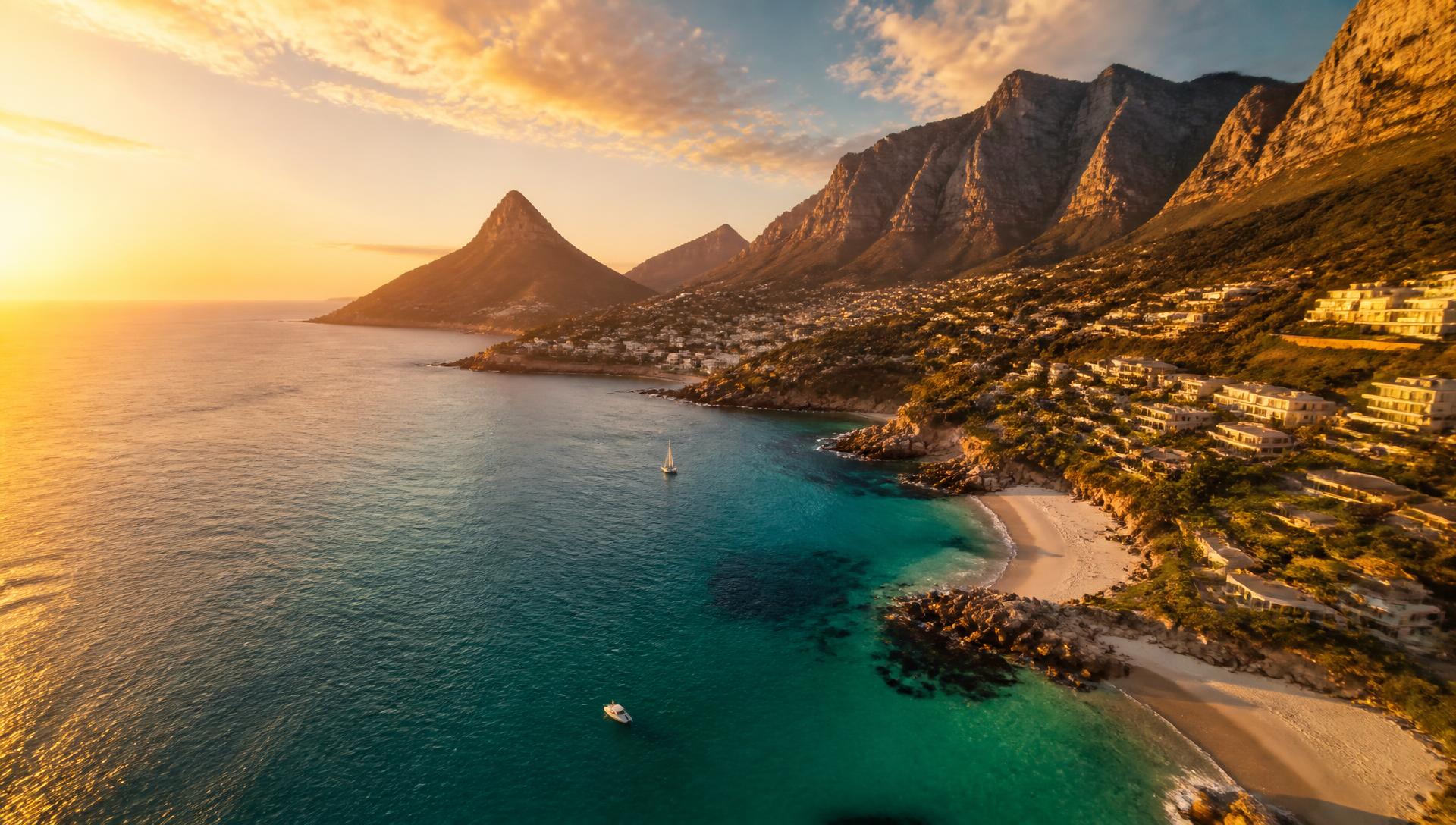 Destino de viagem ao pôr do sol